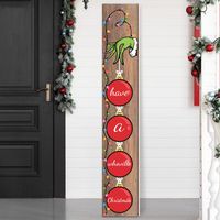 PRICES MAY VARY. Easy to Assemble: Our Merry Christmas sign set consists of three pieces, each measuring 15.7 x 7.9 inches/40 x 20 cm, with an assembled size of 47.2 x 7. 9 inches/120 x 20 cm; we also have four sets of screws, attachment fixers and screwdrivers so you can assemble it with ease; the screws and fixers securely attach the three wooden signs and won't come off easily. High Quality Material: The Christmas wooden door sign is made of high quality wood, add colorfulness to your home and garden, designed for both indoor and outdoor decorations, durable, not easy to fade, peel or break. Attractive Design: Add a splash of color this Christmas with our uniquely designed Christmas front sign with green hands combined with red lanterns and a colorful string light pattern printed around