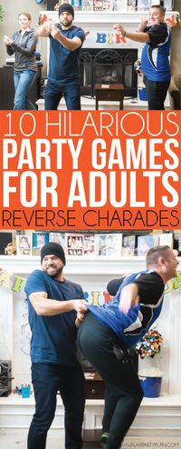 10 hilarious party games for adults that would work great for teens or for groups too! Play indoor or outdoor at a family reunion or birthday party! It doesn’t matter, they’re funny either way! And best of all, no drinking or alcohol required!