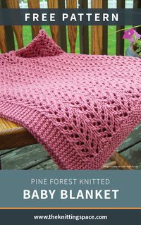 A stunning baby blanket that makes for a lovely baby shower gift! This project uses a very easy lace pattern that is perfect for beginners to lace knitting. | Discover over 3,000 free knitting patterns at theknittingspace.com #springknittingprojects #springcrafts #knitbabyblanket #knittedbabyblankets #knittinginspiration #knitpatternsfree #giftideas #DIY