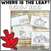 Use this fun and interactive emergent reader to practice positional words this fall. Each page has the child reading and identifying where the leaf should go. Use the provided leaves or stickers you have on hand to complete. This is a great activity for a small group and for a quick assessment.Positional Words Included:-in-next to-above-below-between-out of-onYou may also be interested in these readers:Positional Words Emergent Readers BundleWhere is the Bug? Positional Reader