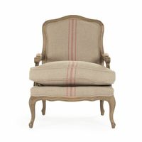 The armchair in khaki linen with a stripe down the middle on reclaimed legs. | Armchair - One Allium Way® Emelie 28" Wide Linen Armchair Linen / Wood in Brown / Green, Size 38.0 H x 28.0 W x 26.0 D in | Wayfair