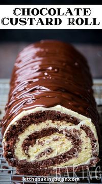 Chocolate Custard Roll Recipe – Delicious chocolate cake combined with creamy custard buttercream then drizzled with chocolate sauce. This chocolate cake is a showstopper for sure!