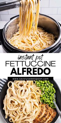 This creamy, dreamy Instant Pot Fettuccine Alfredo is so easy to make using a few basic ingredients. There's no straining involved and you'll have dinner ready in less than 15 minutes!