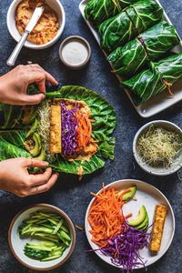 Veggie and tofu collard green wraps #summer #recipe #healthylunch #vegan