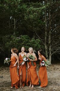 Burnt Orange Bridesmaid Dresses, Bridesmaid Wrap Dresses