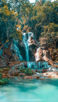 Visit Kuang Si Falls in Luang Prabang, Laos | Beautiful Waterfalls | Luang Prabang | Laos | Backpack South East Asia | Travel | Backpacking | Must Visit | Do Not Miss | Amazing landscapes | Photography | Backpackers Wanderlust |