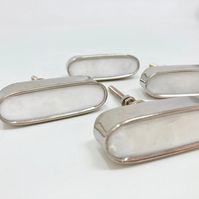 SILVER Oval Brass & Marble Stone Knob Drawer Pulls Drawer - Etsy