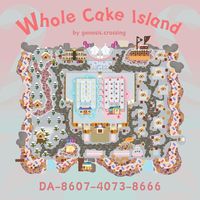 Whole Cake Island ACNH DA, One Piece Whole Cake Island Arc, Animal Crossing Dream Address, ACNH Map Design, Sweets, Candy Land