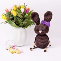 Sweet and cute Easter bunny, that will certainly spread the Easter spirit. Flora is a larger version of the small Easter Bunnies and is crocheted in ribbon. Use it as decoration or as an extra little gift together with Easter eggs for the children.