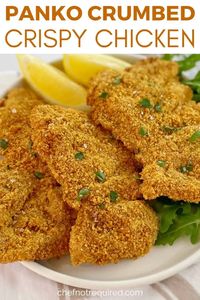 Panko chicken is crispy, crunchy oven baked chicken goodness made with Japanese style panko breadcrumbs. Baked in the oven and not fried, these chicken thighs are golden and crunchy on the outside and moist on the inside. I will show you how to get crispy panko breaded chicken every time!