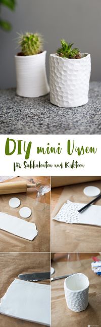 DIY mini Vasen für Sukkulenten selbermachen - Schritt für Schritt Anleitung von Kreativfieber