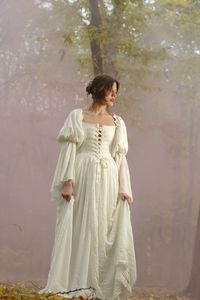 Renaissance Dress, White Dress With Lacing on the Front, Wedding Dress - Etsy