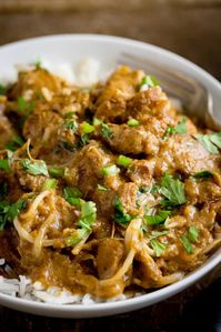 This simple Thai style peanut pork melts in the mouth! Made with peanut butter, spices and coconut milk it's easy and delicious! #Thai #Homemade #Recipe #Pork