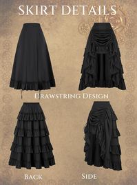 Scarlet Darkness Women's 2024 Summer Skirt Gothic Steampunk Skirt Victorian High-Low Bustle Skirt, New Ruffle-black, Small : Amazon.ca: Clothing, Shoes & Accessories