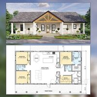 Harvest Farmstead Modern House Open Plan Design 60 x 30 - 3 Bed 2.5 Bath - Drawings Blueprints. Step outside and take in the fresh air on your charming front porch, the perfect place to sit and enjoy your morning coffee or watch the sunset.