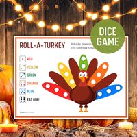 Roll A Turkey Game, Thanksgiving Game for Kids, Roll A Turkey Dice Game, Thanksgiving Table Games, Digital Download, Thanksgiving Printable - Etsy UK