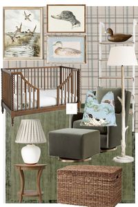 Baby blues and subtle hunter green makes for the most lovely baby boy’s nursery.