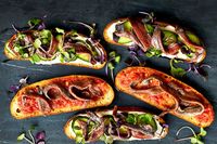 Anchovy Toasts with Fresh Tomato Vinaigrette