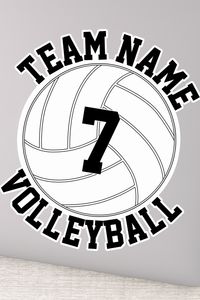 Make your own custom cut stickers for volleyball teams and players! You use them as bumper stickers or anywhere else, such as in the volleyball locker room or on team equipment. Just click to personalize the template, and type your own volleyball team name and player jersey number in the custom text boxes. Makes a fun team gift for volleyball players and fans at all levels of competition, from youth leagues to varsity high school and college volleyball teams.