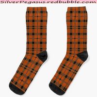 Shop for Tartan - Orange Black Socks by © SilverPegasus / Add a tartan accent to your outfits with these stylish crew socks, featuring a classic plaid print in black on a rust orange background. Whether you're dressing up for a special occasion or just lounging around the house, these socks will keep you cozy and stylish. These orange tartan print socks are perfect for the holidays or for everyday casual outfits. These socks are also great for gifting to your friends and family for Christmas!