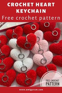 FREE crochet Valentine heart keychain pattern #amigurumi #amigurumipattern #crochettoy #amigurumitoy #amigurumiheart #crochetheart #crochetpattern #crochetplushpattern #crochetkeychain #amigurumikeychain #freeamigurumipatterns #crochetvalentine