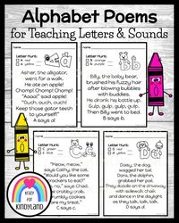 Alphabet Activity Poems for Teaching Letter Identification and Sounds with Kindergarten and Preschool