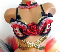 Queen of Hearts Rave Bra, Sequins Torso Wrap, Alice in Wonderland Rave Costume, Beyond Wonderland Outfit, Nocturnal Wonderland, EDM Bra by VinylDolls on Etsy