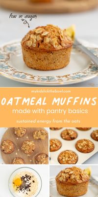 This oatmeal muffin is lower in sugar compared to many other muffin recipes. Made with simple everyday ingredients. Loved by adults and kids. Perfect as a lunchbox treat!