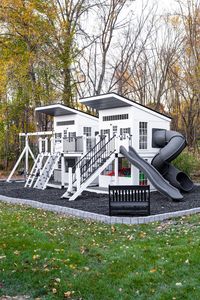 This gorgeous playhouse will be talked about for generations to come! 

Featuring four slides, a ball pit, a coffee bar, aluminum railings, and so much more, this customized Legacy Homestead is simply stunning! 

If you would like to design your own playhouse, DM us to bring the playground home!

 #playground #swingsets #outsideplay #outdoorplay #playhouse