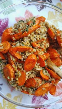 Roasted Carrots and Farro with Citrus, Ginger and Dill