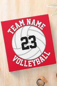 Make your own customized three-ring basketball binder with your own volleyball team name, player jersey number and any other text you want. You can even change the background color, currently set on red, to any color you want. These work great as a personalized playbook for high school, college or select youth volleyball teams.