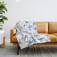 Birds, blue, white, indigo, flying-birds, pattern, nature, animals, bird, sky Throw Blanket