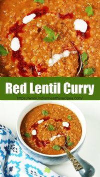 Make this flavor-packed, creamy and delicious Red Lentil Curry under 40 mins. Red lentils are simmered in a super fragrant & spicy onion tomato curry-base. It is gluten-free and vegan