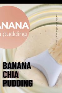 This 3 Ingredient Banana Chia Pudding recipe is super healthy! Made with chia seeds, banana and coconut milk, this egg free custard is absolutely perfect for baby led weaning, or toddler & child snack! Get the recipe here at My Kids Lick The Bowl #babyledweaning