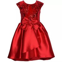 She's sure to stand out from the crowd in the bold beauty of this girls' sequin velvet Mikado dress from Bonnie Jean.