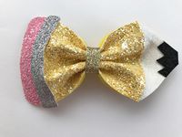 Back to school Pencil glitter hair clip hair bow