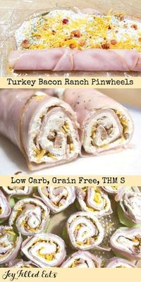 Turkey Bacon Ranch Pinwheels - Low Carb, Grain Free, THM S - These are a crowd pleasing, five-minute prep appetizer. My kids gobbled these up when I made them for the Super Bowl last week. They have a lot of flavor with only a little bit of effort. via @joyfilledeats