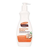 Smooth rough, bumpy skin with Palmer's Cocoa Butter Formula Exfoliating Body Lotion, with triple-action firming and 14-hour moisture. TRIPLE BLEND OF RADIANCE ACTIVATING MOISTURISERS: - AHAs: Exfoliate dead skin cells to smooth bumpy skin & keep skin looking radiant. - COCOA BUTTER: Penetrates to deliver key nutrients. - COCONUT OIL: Antioxidant-rich for healthy-looking skin. - SHEA BUTTER: Melts into skin for superior hydration.