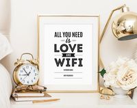 WIFI Password Sign, Wifi password printable, All You Need is Love and Wifi, Guest Wifi, Guest Room Sign, Instant Download from Bliss Paper Boutique $6.50