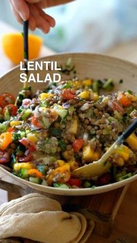 @veganrecipe_ideas on Instagram: ""GET The Complete Plant Based Cookbook - Over 100+ Delicious Vegan Recipes Including 30-day Meal Plans" ➡️ LINK IN BIO 🔗 @veganrecipe_ideas This nourishing lentil salad is good for your body, and good for your head. By @eatmoreplants.no Ingredients (2 big servings) 1 large cucumber 1 cup of tomatoes 1/2 of red onion 1/2 bunch of fresh parsley 1 mango 1 cup uncooked lentils Dressing: 2 tbsp of olive oil 2 tbsp water 3 tbsp of tahini 1 garlic clove 2 tbsp lemo