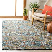 Union Rustic Deyoung Geometric Handmade Tufted Wool Blue Area Rug & Reviews | Wayfair