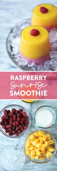 Raspberry Sunrise Smoothie - 4-ingredient raspberry mango smoothie – so easy and amazingly refreshing!