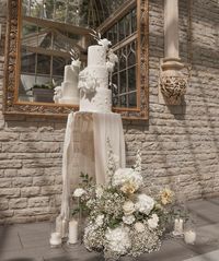 I & D’s elegant all white design set up in the orangery at Tortworth court I love when a couple make an effort to highlight their wedding cake, a clear plinth works beautifully for this. Venue @tortworth_court_weddings Styling & flowers @thetwohummingbirds Photography @brambleskysolutions #tortworthcourt #cotswoldswedding #weddingcakesideas #gloucestershirewedding #2025weddings