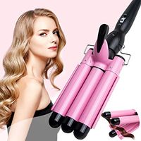 Limited-time deal: 3 Barrel Curling Iron Wand-1 Inch Ceramic Tourmaline Triple Barrels,Dual Voltage Temperature Adjustable 25mm Hair Crimper,Hair Waving Styling Tools