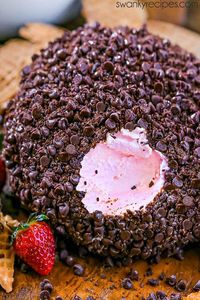 Strawberry Chocolate Cheese Ball - A no-bake rich and creamy strawberry cheesecake dessert ball.