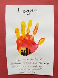 Daniel 3 The Fiery Furnace handprints for pre-k. The kids loved making "fire" with their hands. And it was their idea to draw the men inside! I think they got the story! Bright little minds!