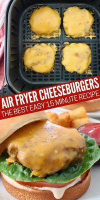 Make juicy, tender, flavorful Air Fryer Hamburgers in just 14 minutes with this easy recipe! No grill? No problem! Use your air fryer to make these delicious burgers at home for a quick and simple meal.