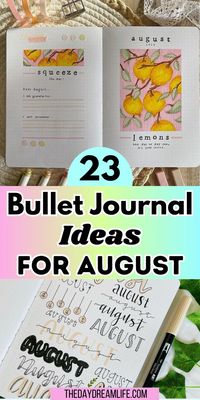 23 Bujo ideas for August to keep you inspired for your own bullet journal. These bullet journal cover pages are full of inspiring bujo themes, colorful bujo themes and bujo doodles. These August bullet journal covers are simple and easy, and very aesthetic.