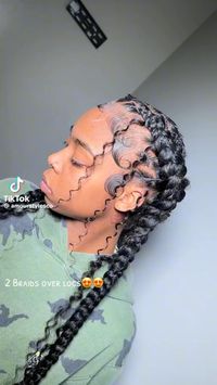 two feed in braids over locs - #locstyles #braids #blackgirl