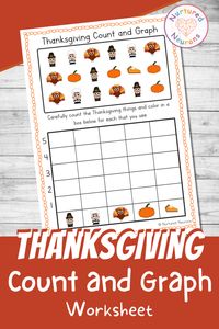 Thanksgiving Count And Graph Worksheet (Printable Kindergarten Math Activity) - Nurtured Neurons